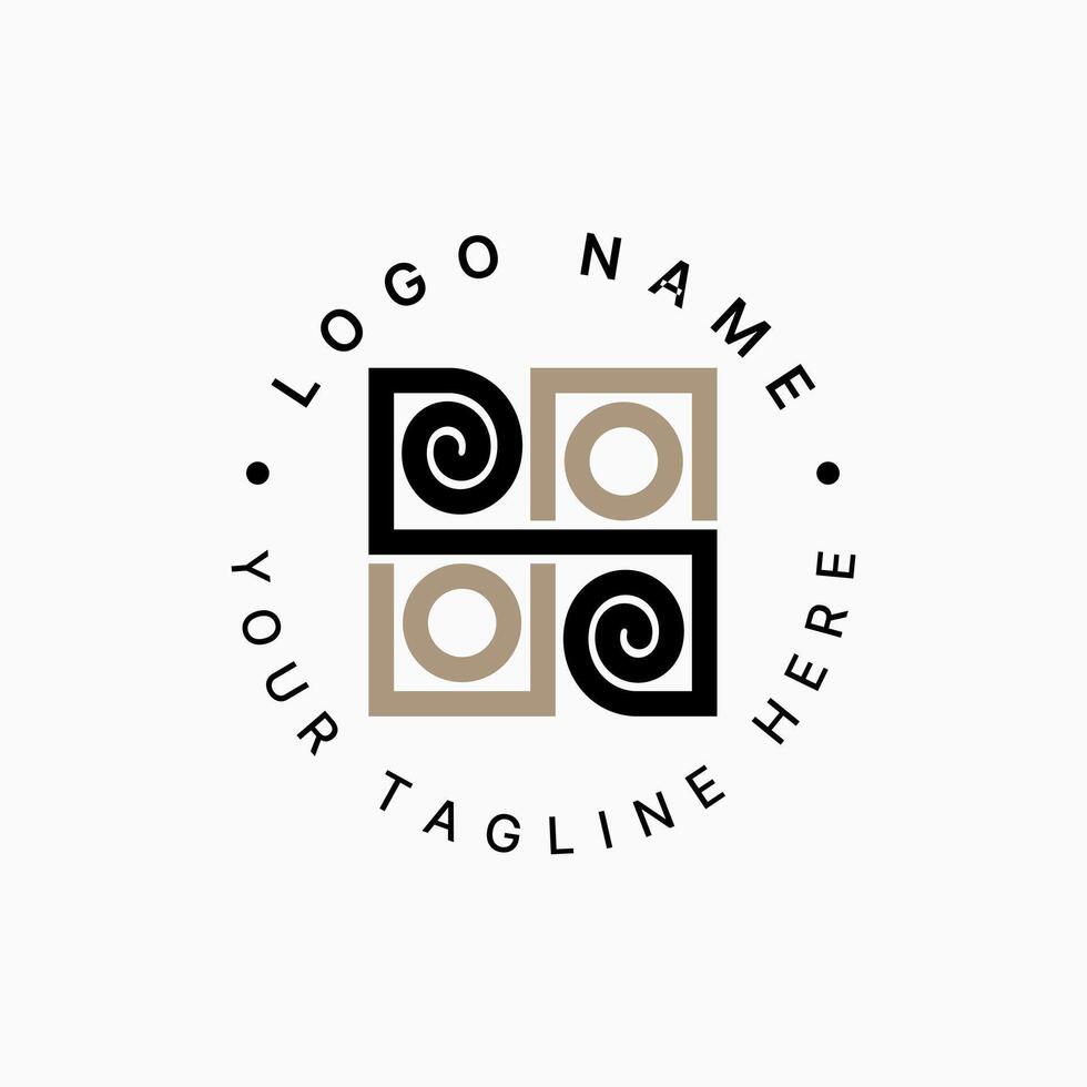 Logo design graphic concept creative abstract premium stock square line art motif tile pattern luxury elegant. Related to textile vintage fancy vector