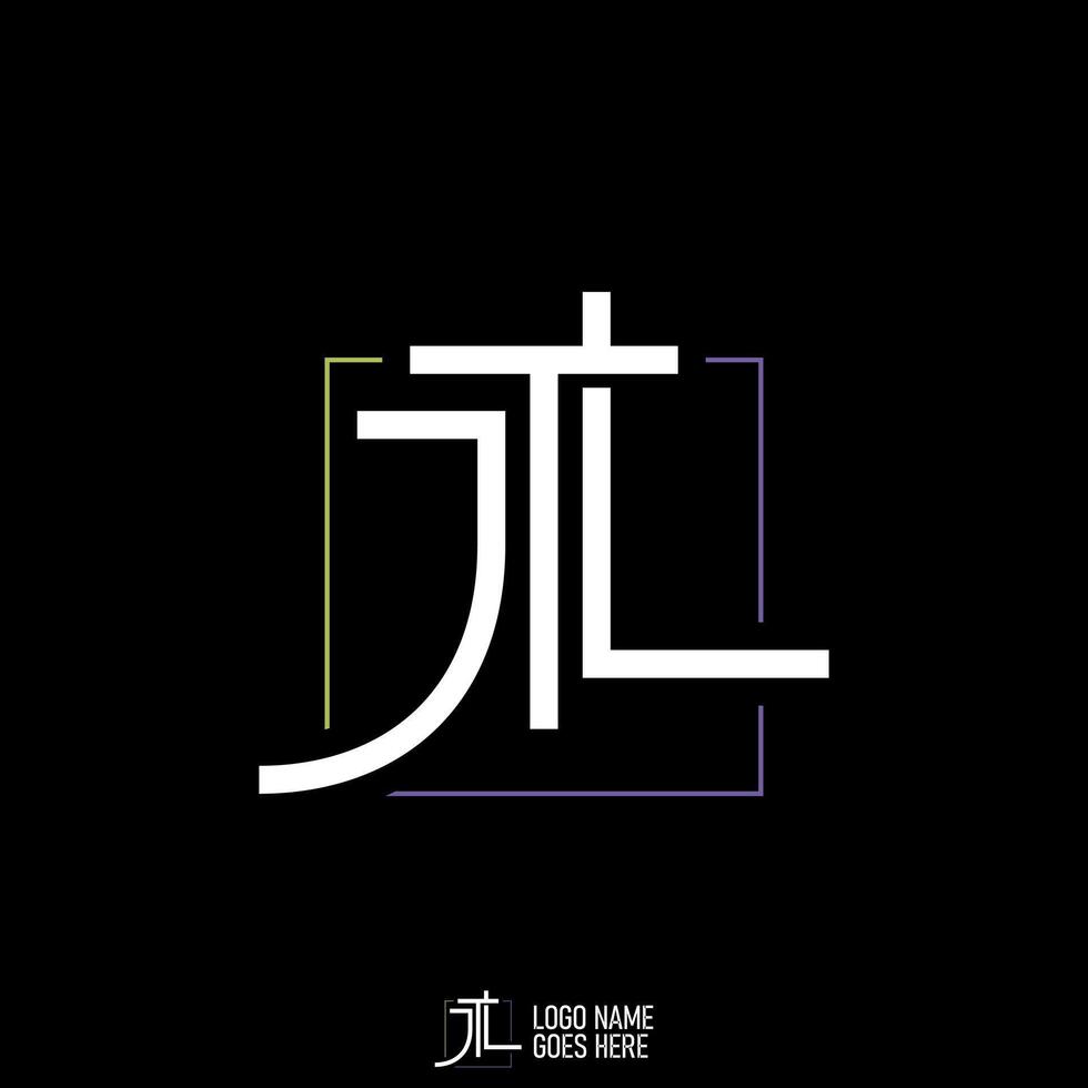 Logo design graphic concept creative premium stock letter initial JTL japan font cut square connect line. Related monogram typography branding vector