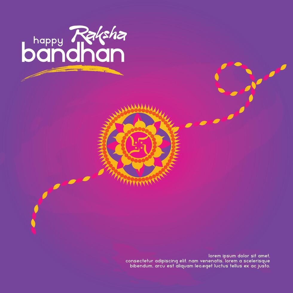 Raksha Bandhan Purple Social Media Post with Rakhi Illustration vector