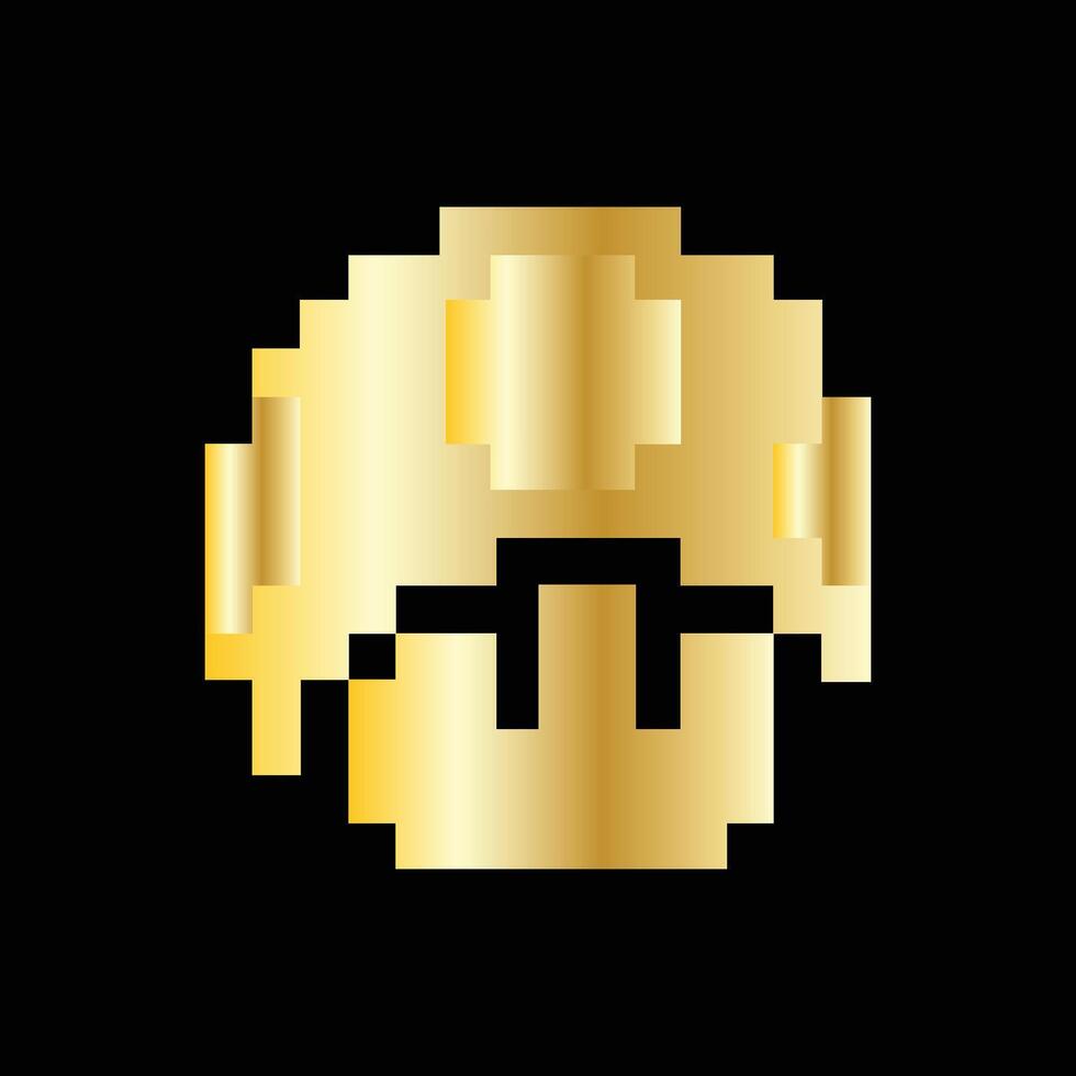 Mushroom Super Mario Pixelation Gold vector