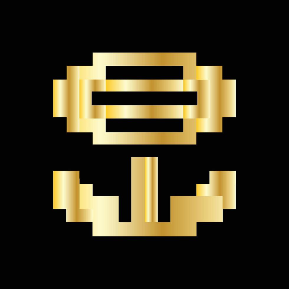 Power Up Flower Old Pixelation Gold vector