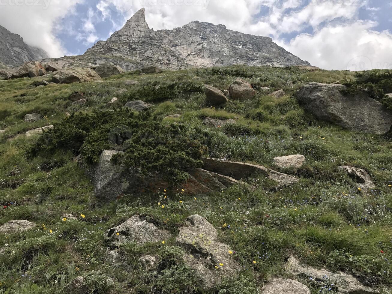 Trekking towards Pin Pass Trek in Himachal Pradesh, India photo