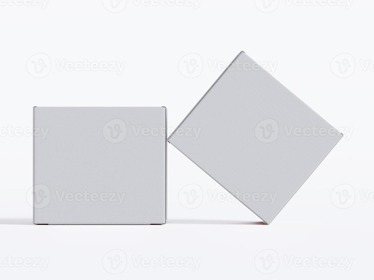 Realistic square White color Package Box on white background for mockup collection 3D render photo