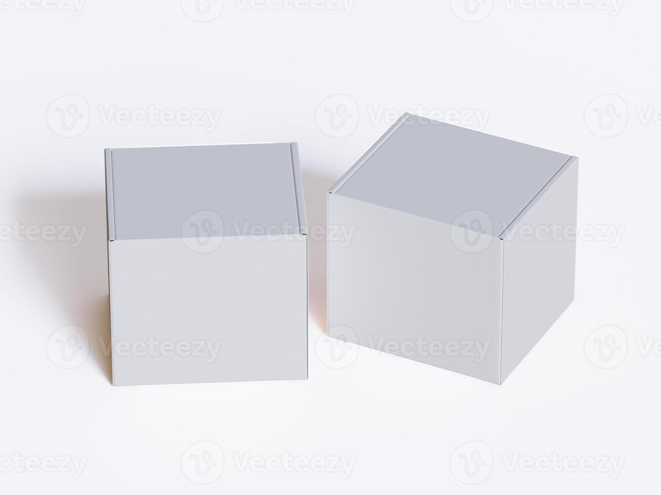 Realistic square White color Package Box on white background for mockup collection 3D render photo