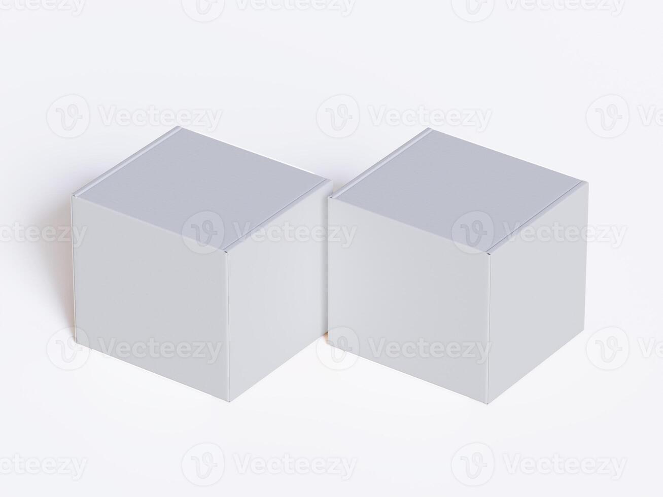Realistic square White color Package Box on white background for mockup collection 3D render photo