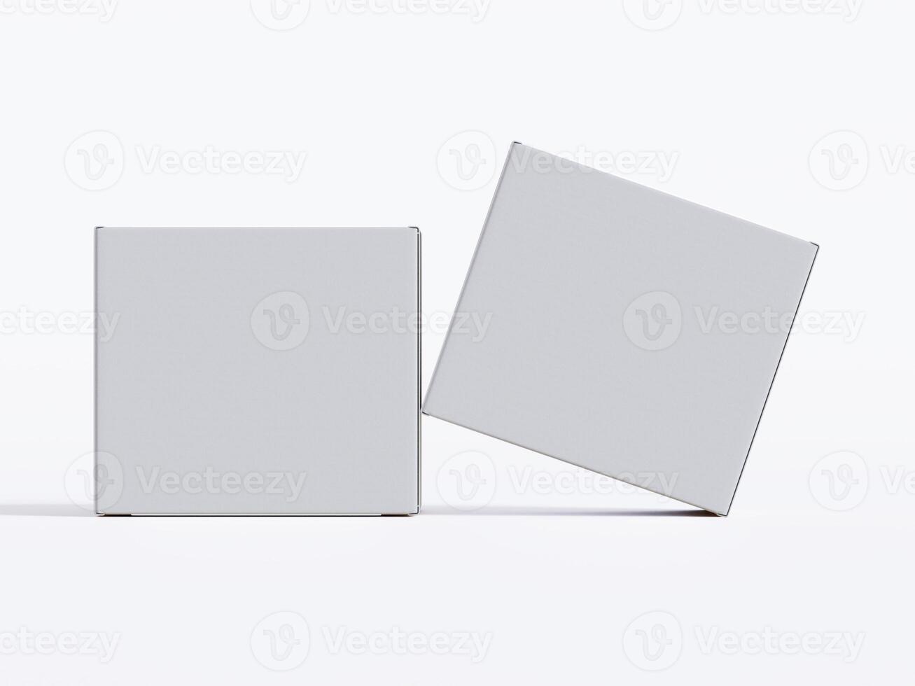 Realistic square White color Package Box on white background for mockup collection 3D render photo