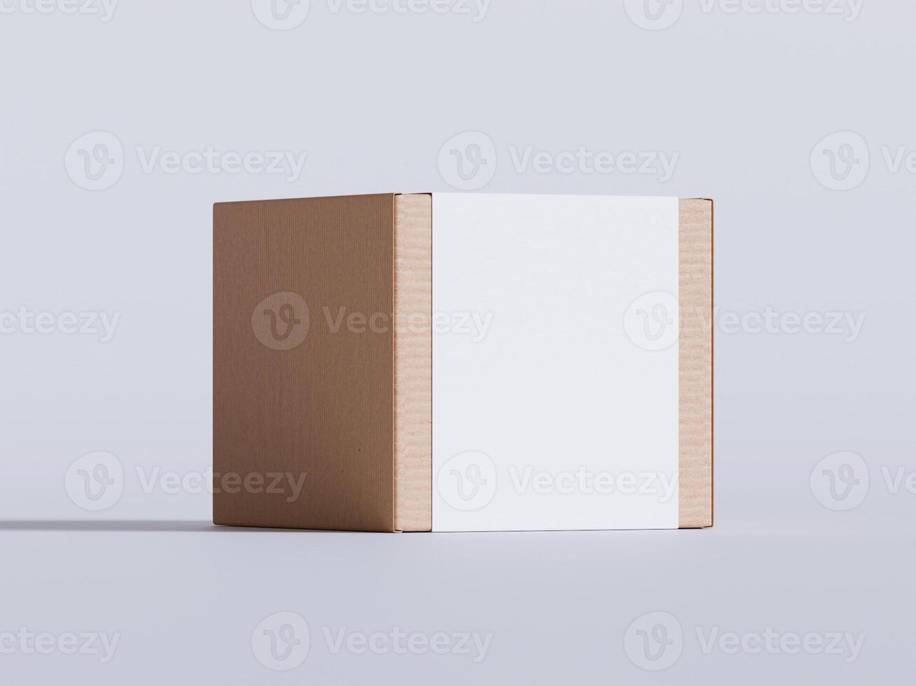 Cardboard box on white background blank label, Suitable for packaging mockup collection photo