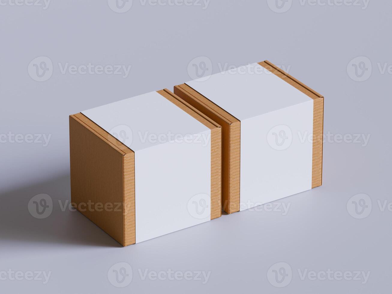Cardboard box on white background blank label, Suitable for packaging mockup collection photo