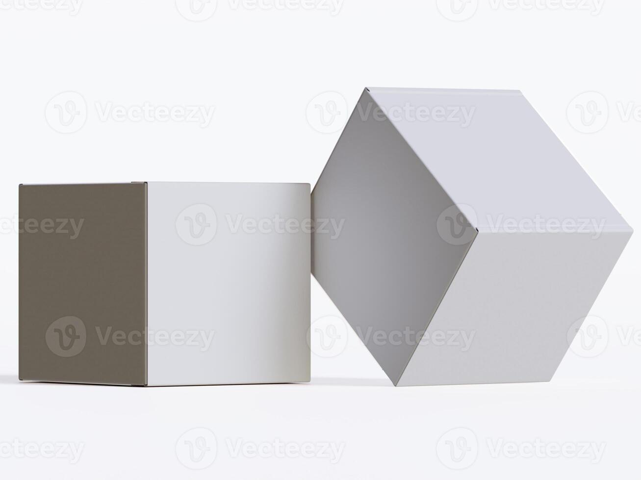 Realistic square White color Package Box on white background for mockup collection 3D render photo