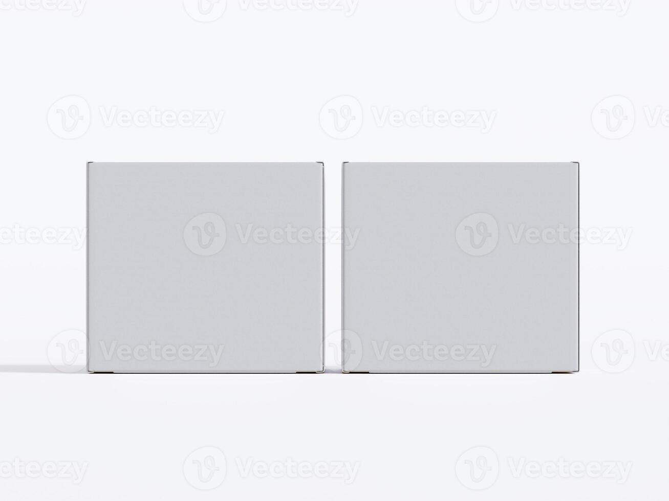 Realistic square White color Package Box on white background for mockup collection 3D render photo