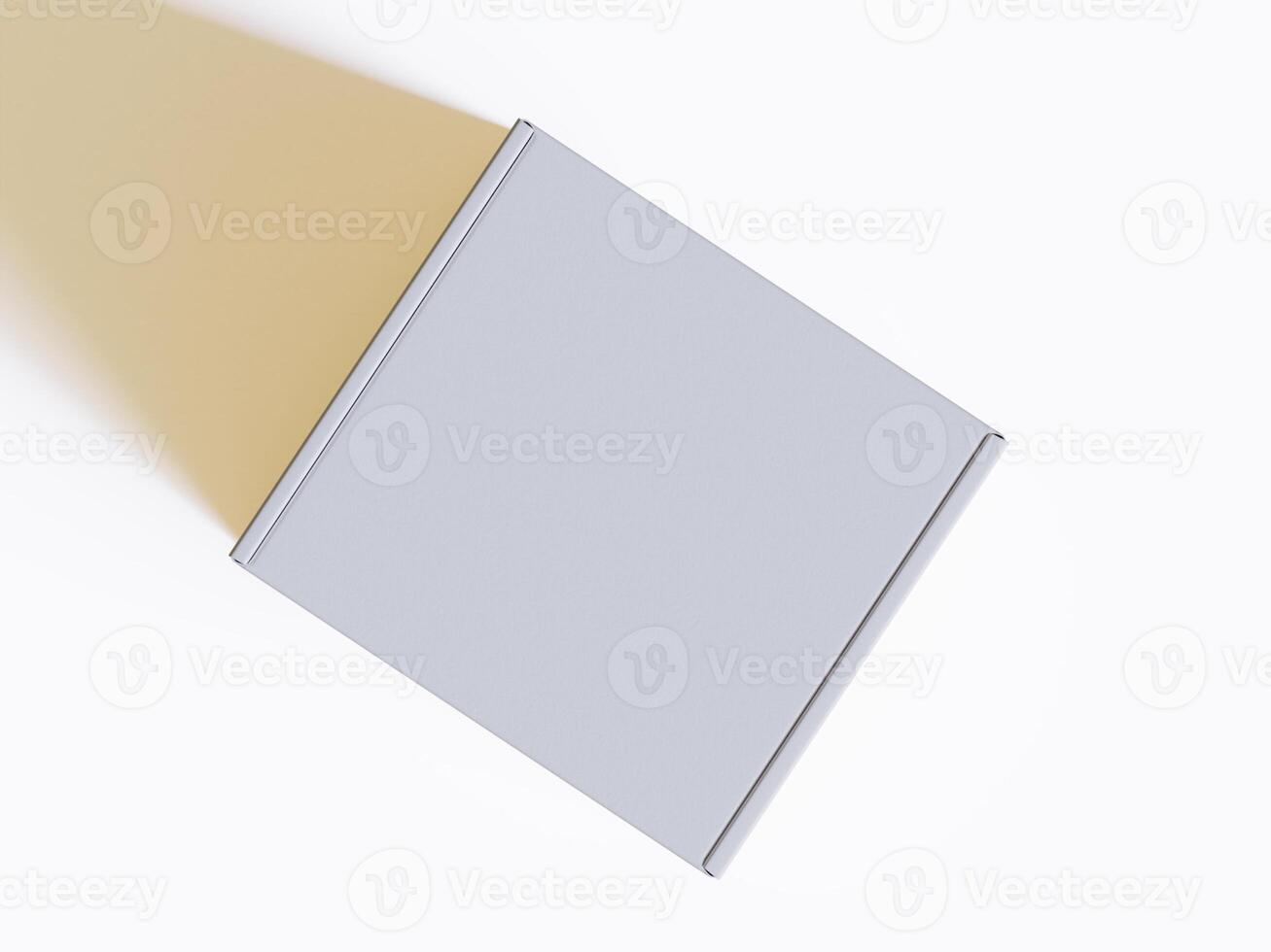 Realistic square White color Package Box on white background for mockup collection 3D render photo