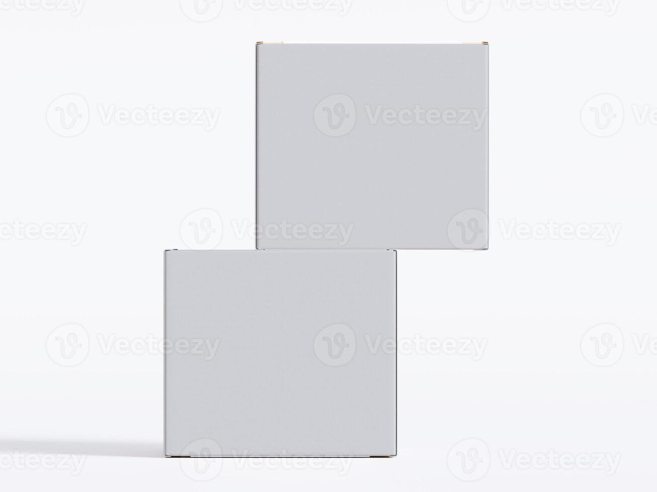 Realistic square White color Package Box on white background for mockup collection 3D render photo