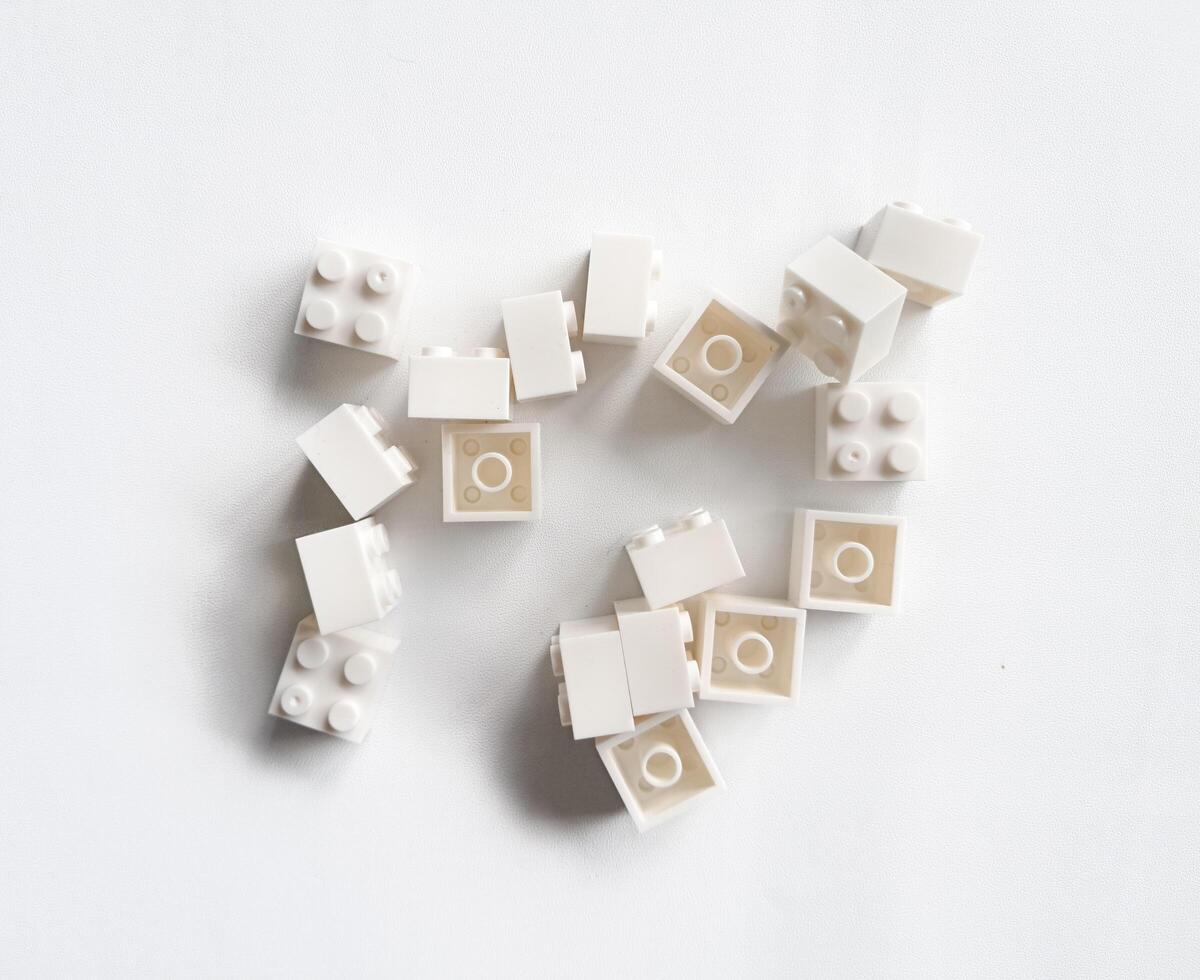 brick block toys set, on a white background photo