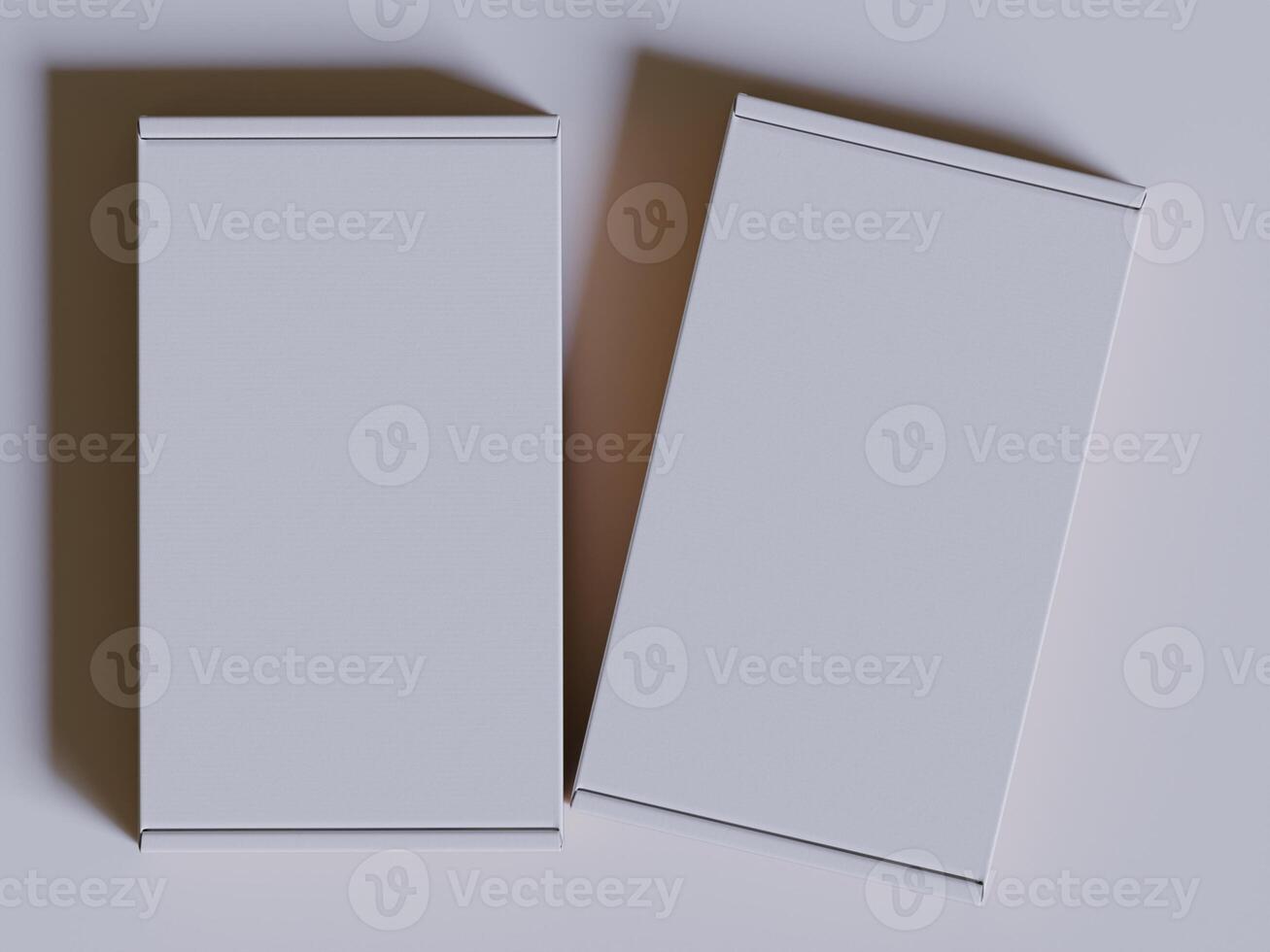 White cardboard boxes gift 3D render illustration photo