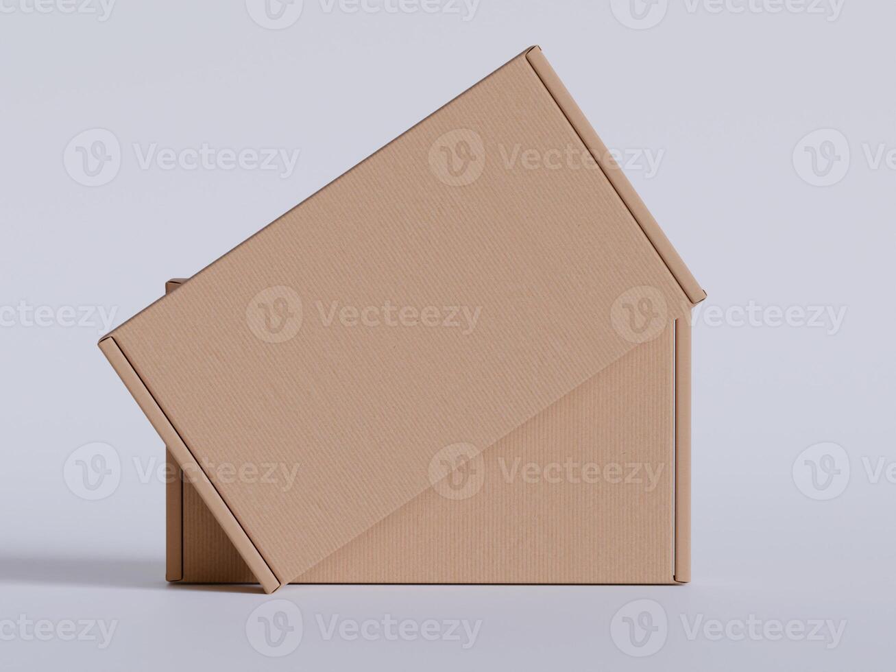 Brown cardboard boxes gift 3D render illustration photo