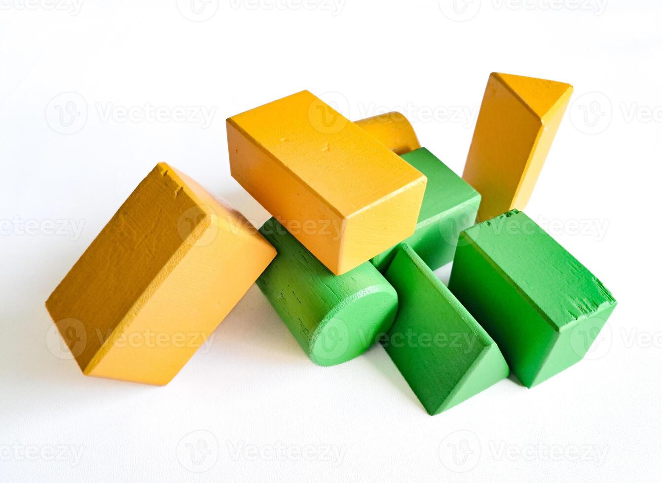brick block toys set for kids, on a white background photo
