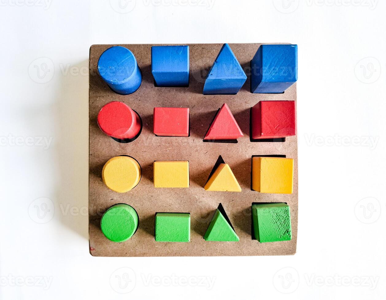 brick block toys set for kids, on a white background photo