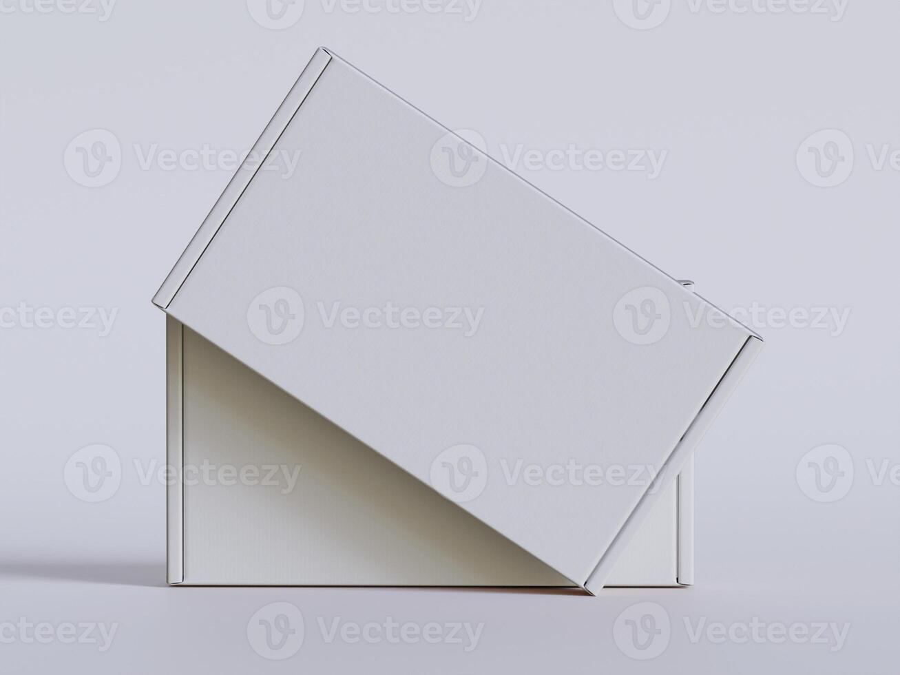White cardboard boxes gift 3D render illustration photo