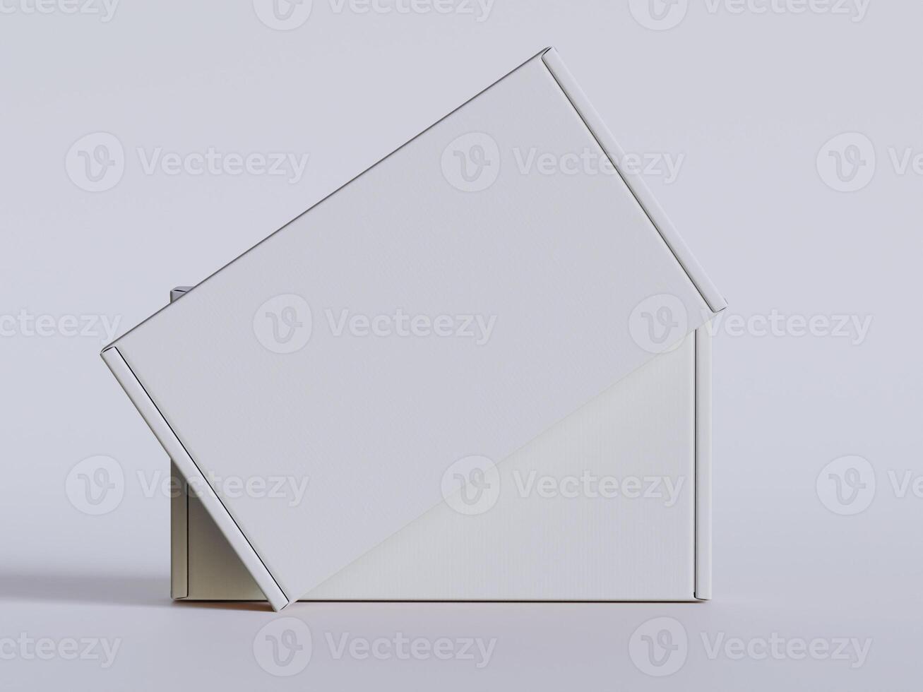 White cardboard boxes gift 3D render illustration photo