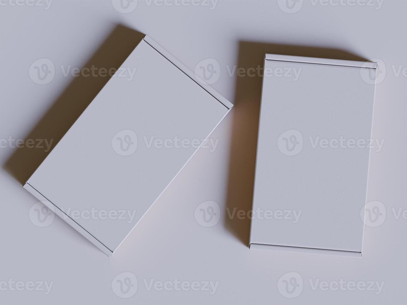 White cardboard boxes gift 3D render illustration photo
