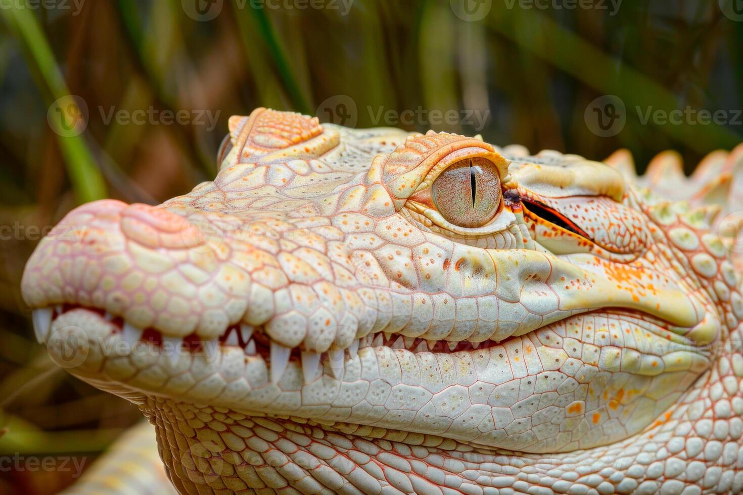 close-up portrait of an albino crocodile Wild animals Conservation of rare species photo