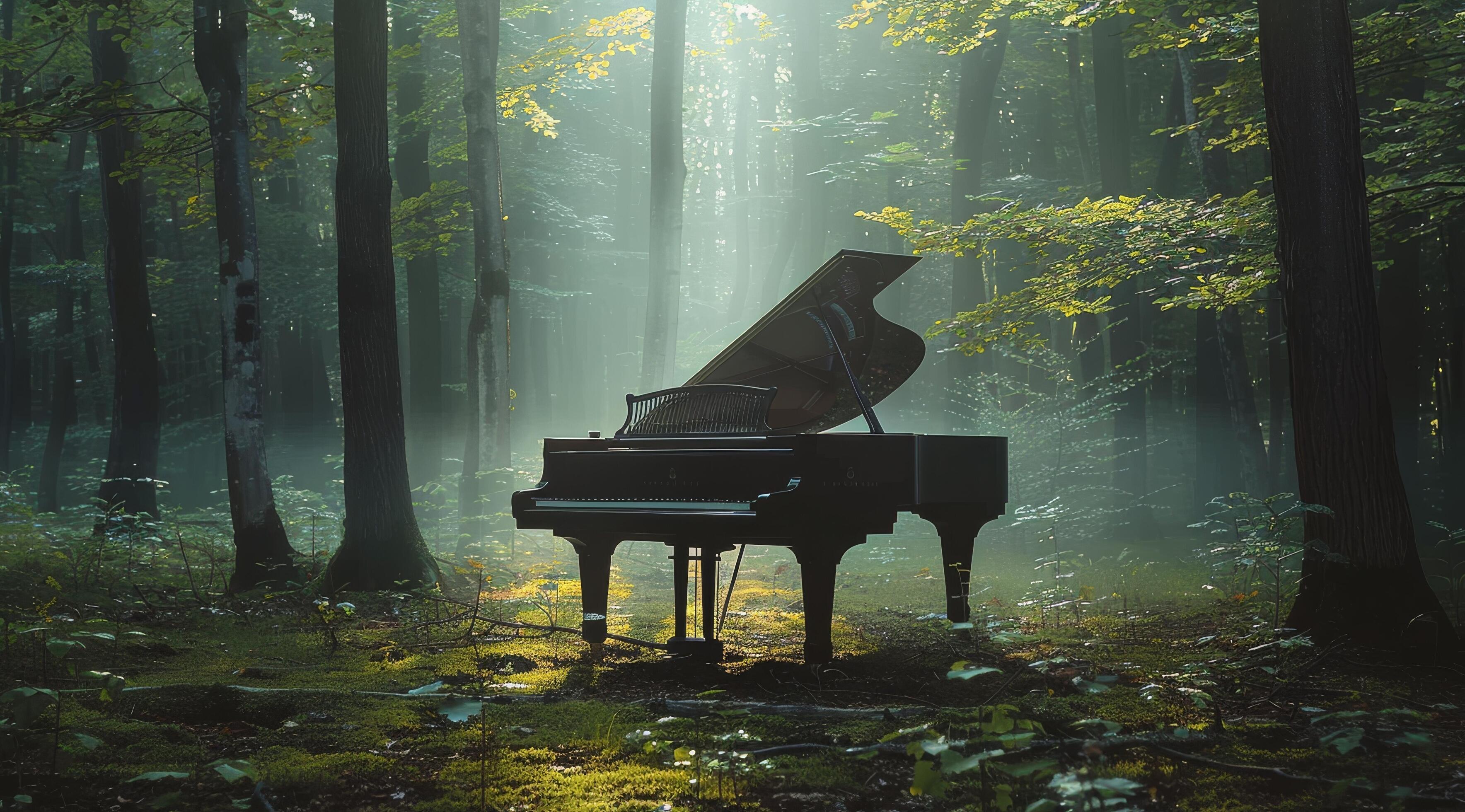 Grand Piano in the Forest at Dawn 48088576 Stock Photo at Vecteezy