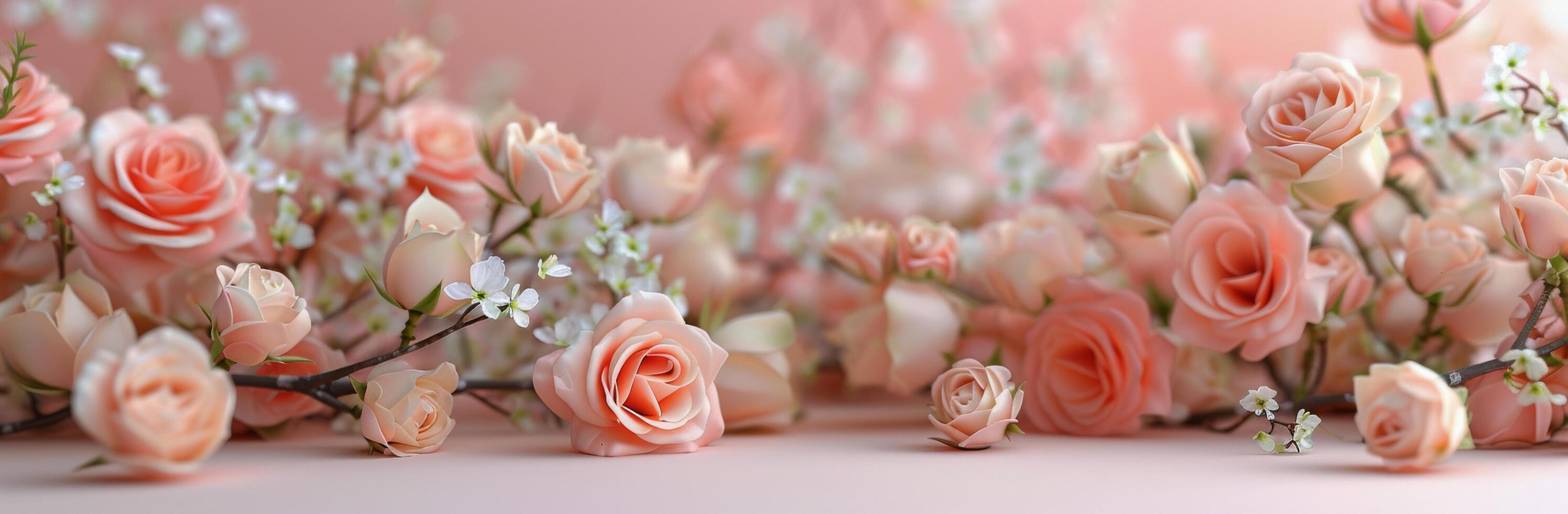Delicate Peach Blossoms on a White Surface photo