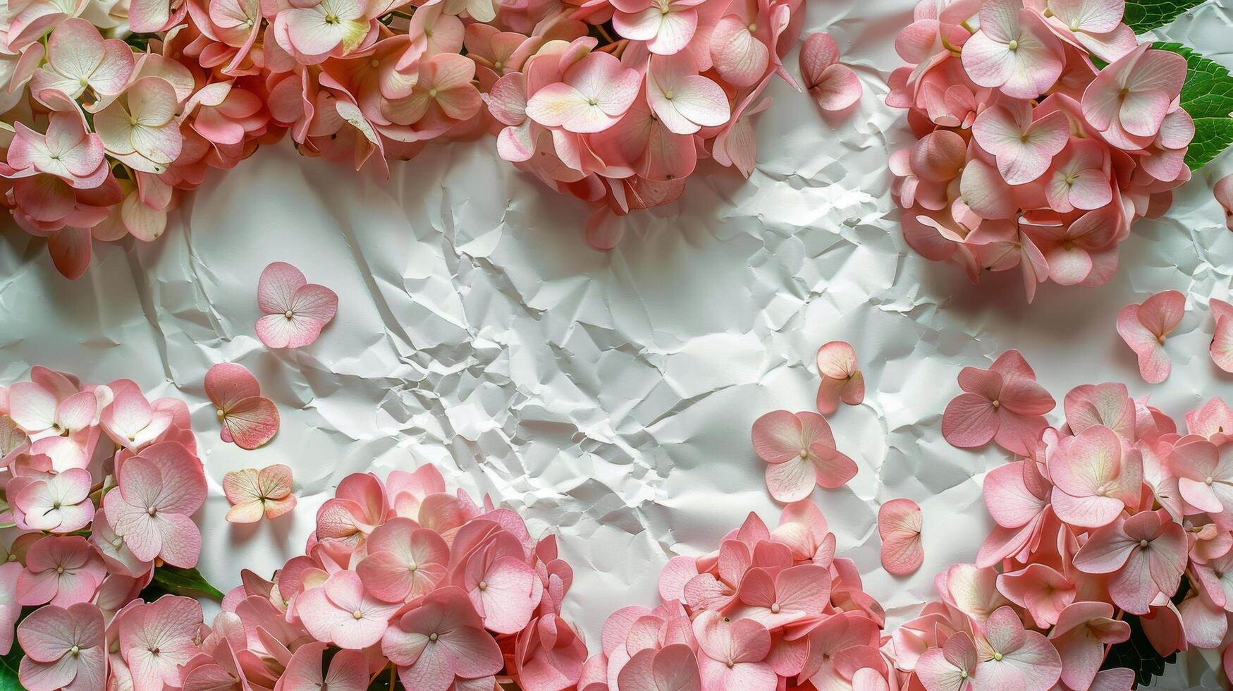 Pink Flowers Painting on White Wall photo