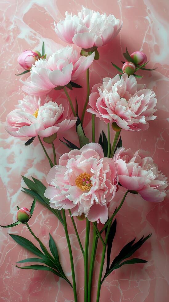 Pink Flowers on Table photo