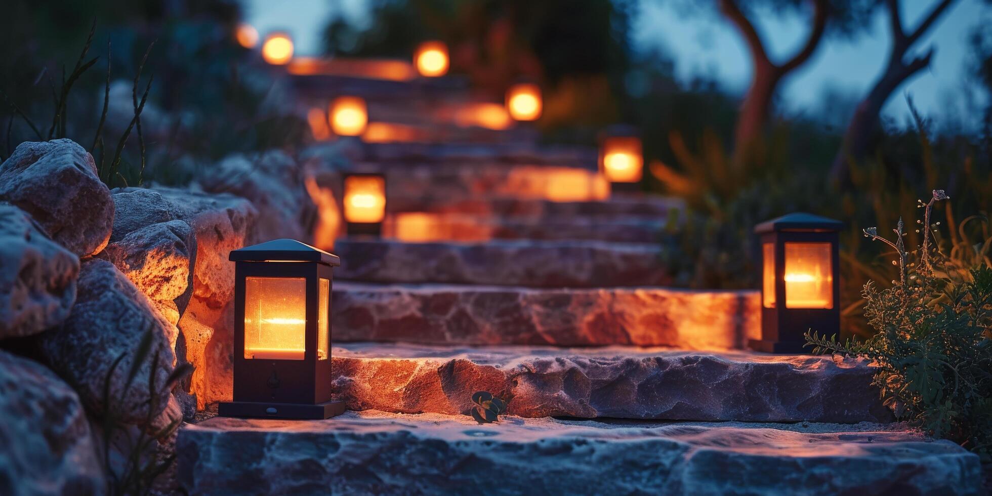 Stone Steps Illuminated by Candles photo