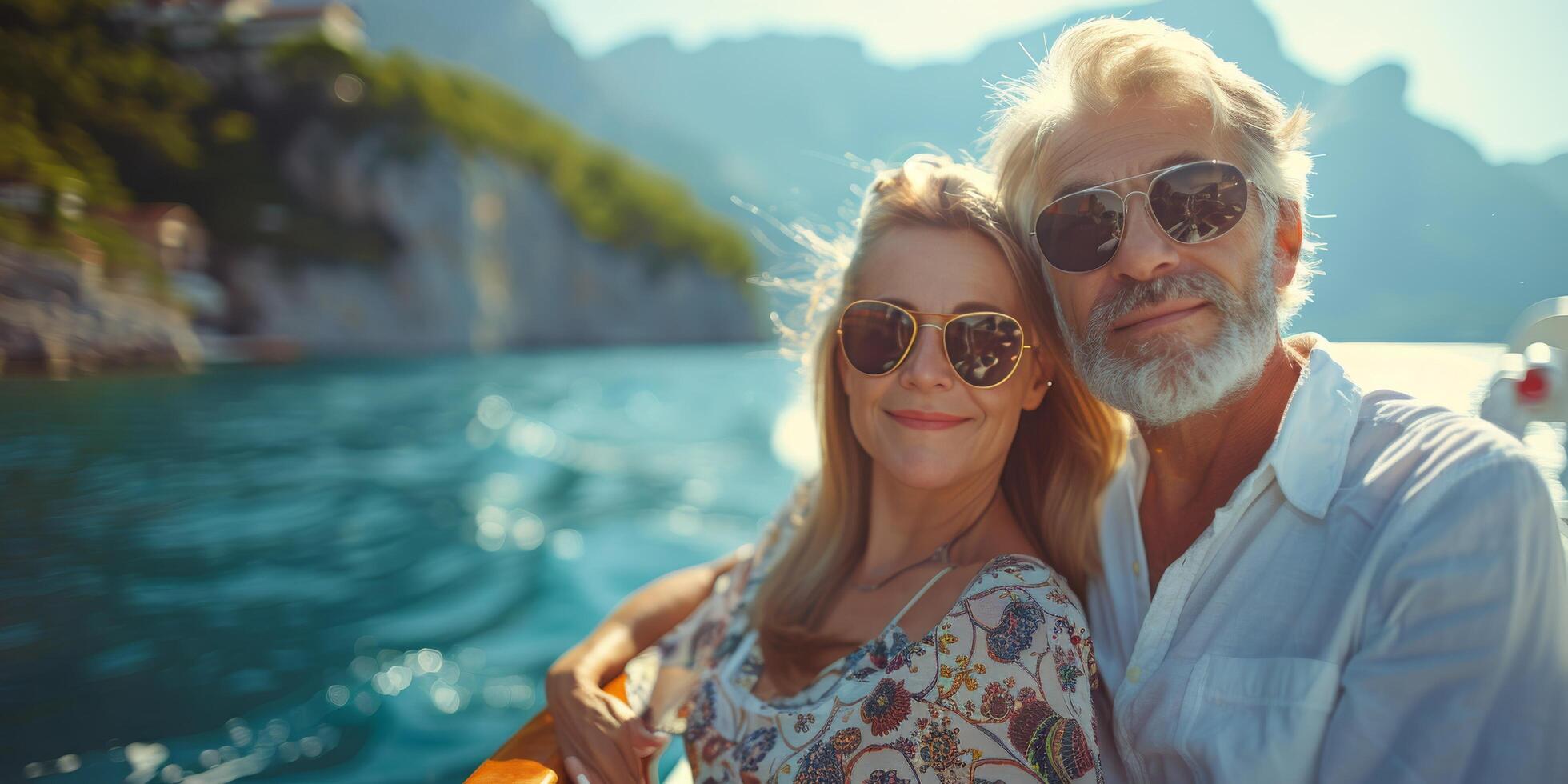 Man and Woman Taking Selfie on Cruise Ship photo
