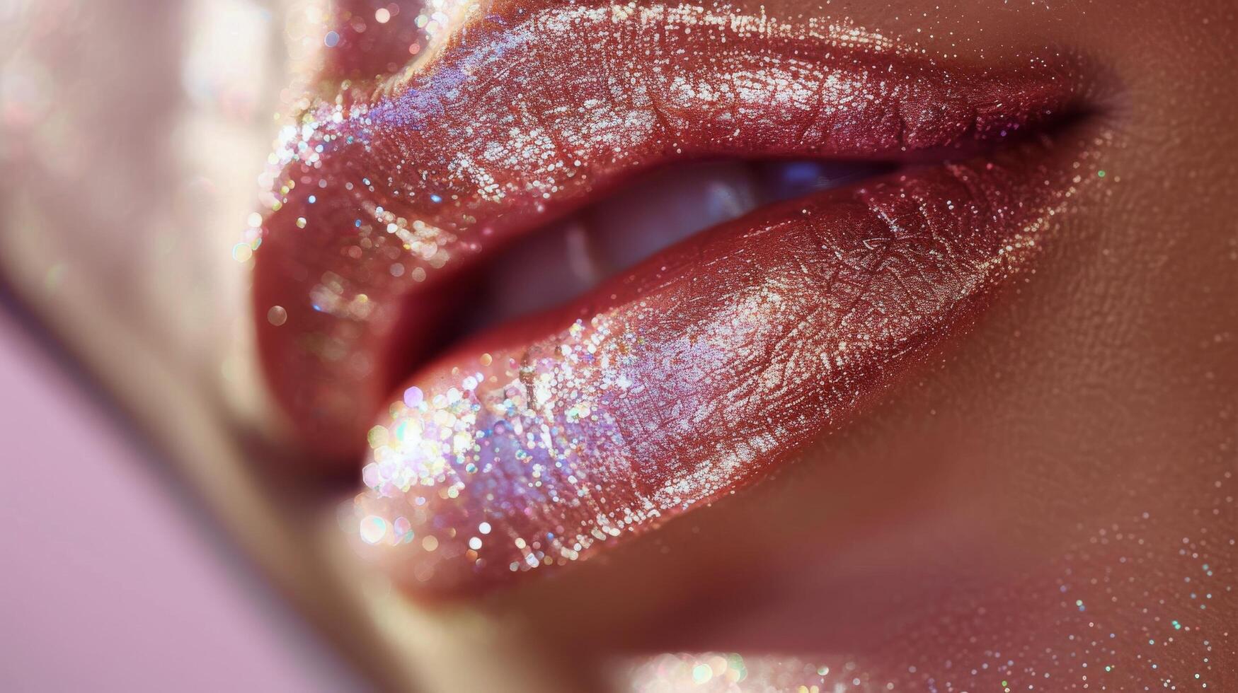 Close-Up of Womans Lips With Glitter photo