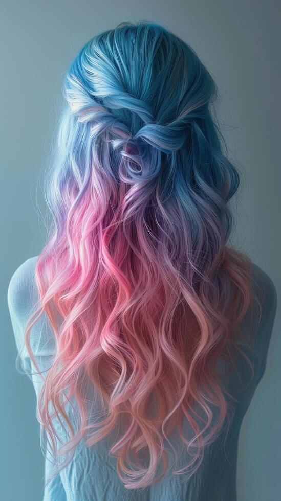 The Back of a Womans Head With Pastel Hair photo