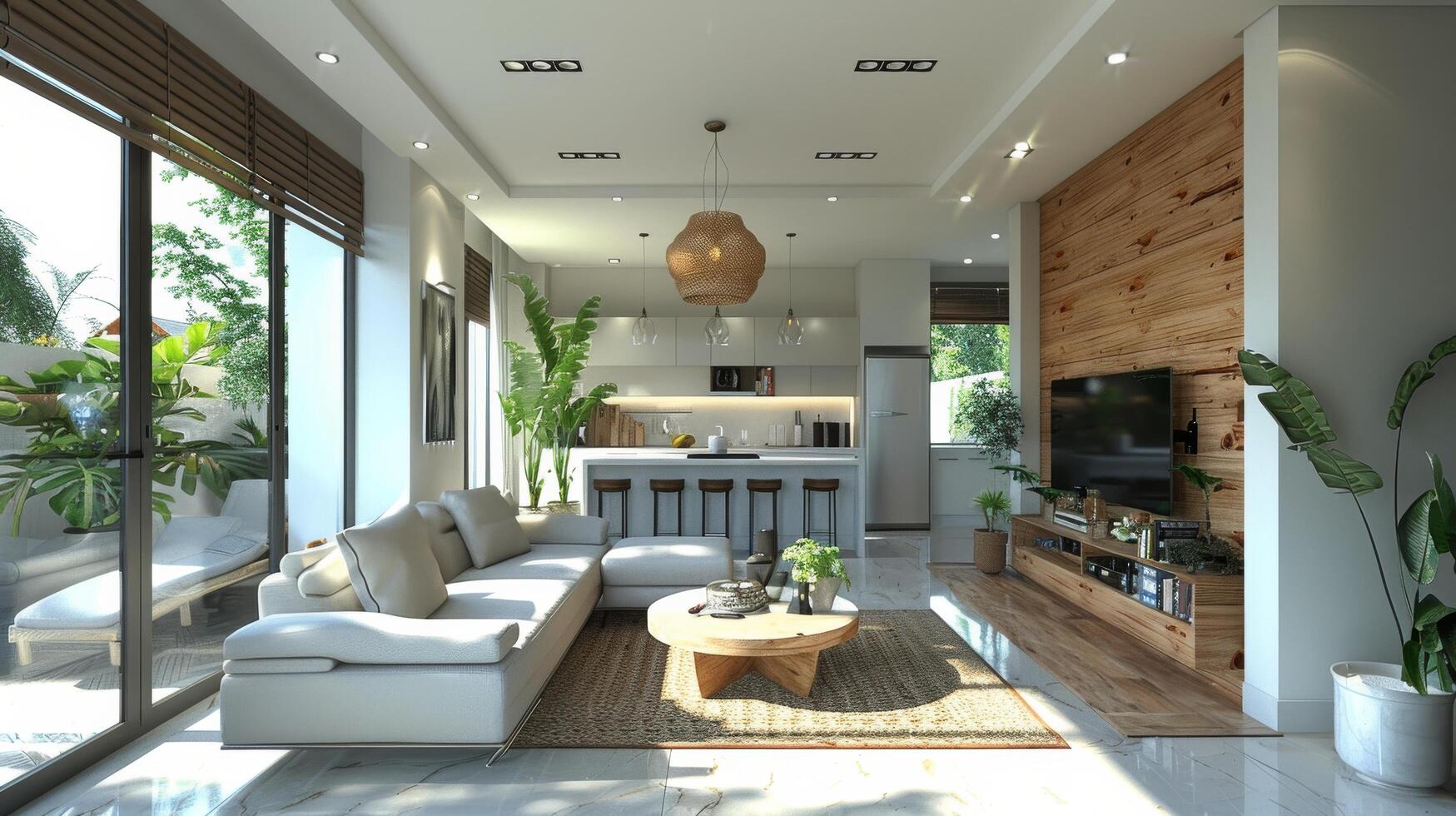 Well-Furnished Living Room With Plenty of Windows photo