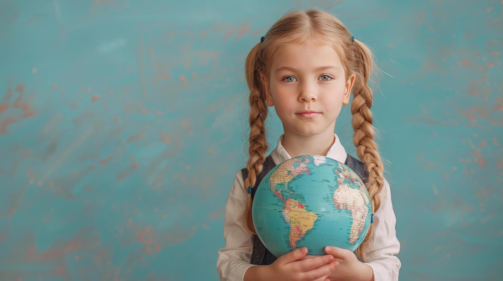 Little Girl Holding Small Globe photo