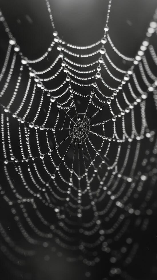 Spider Web Covered in Water Droplets photo