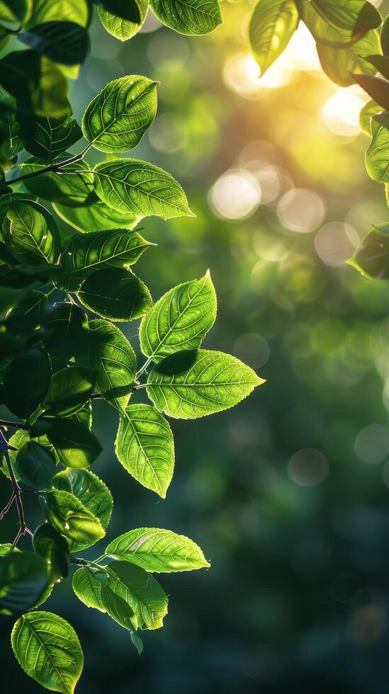 Close Up of Tree Branch With Leaves photo