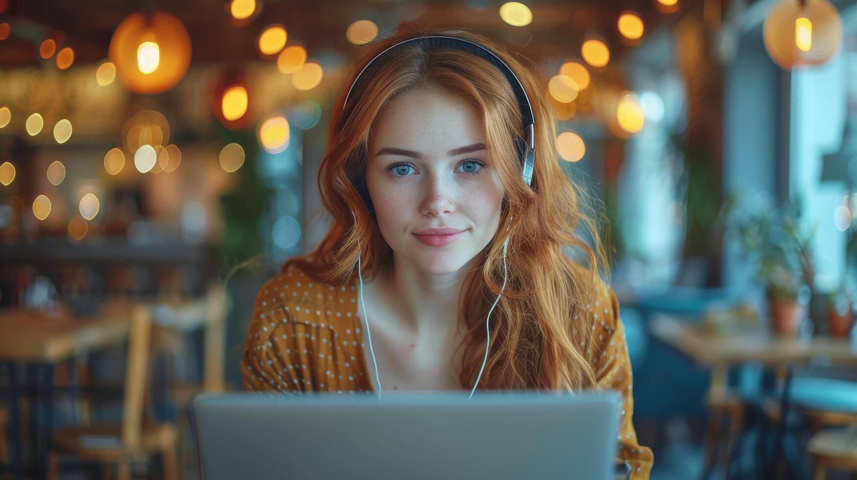 Woman With Glasses Looking at Laptop photo