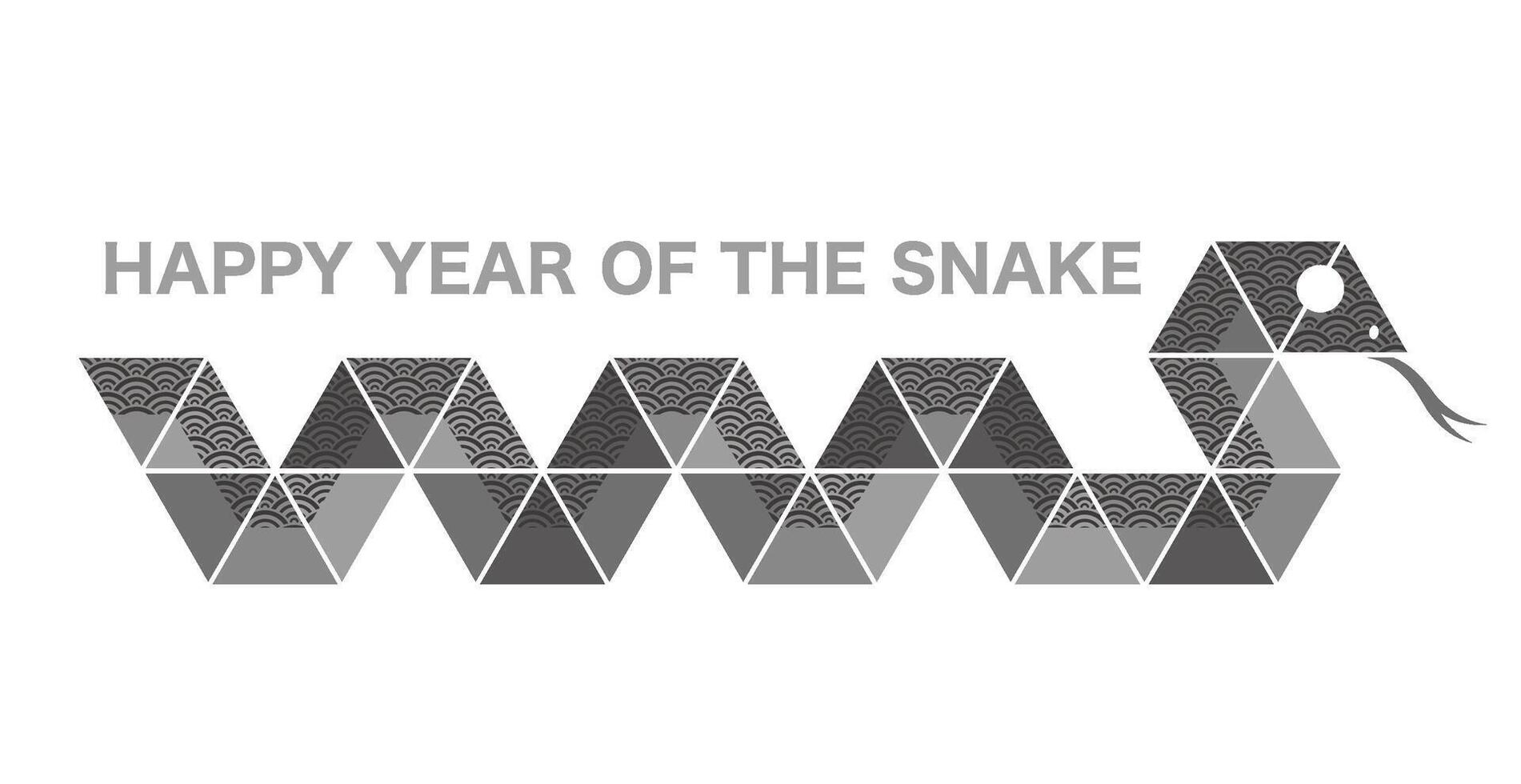Year Of The Snake Zodiac Symbol Illustration Decorated With Japanese Vintage Patterns. vector