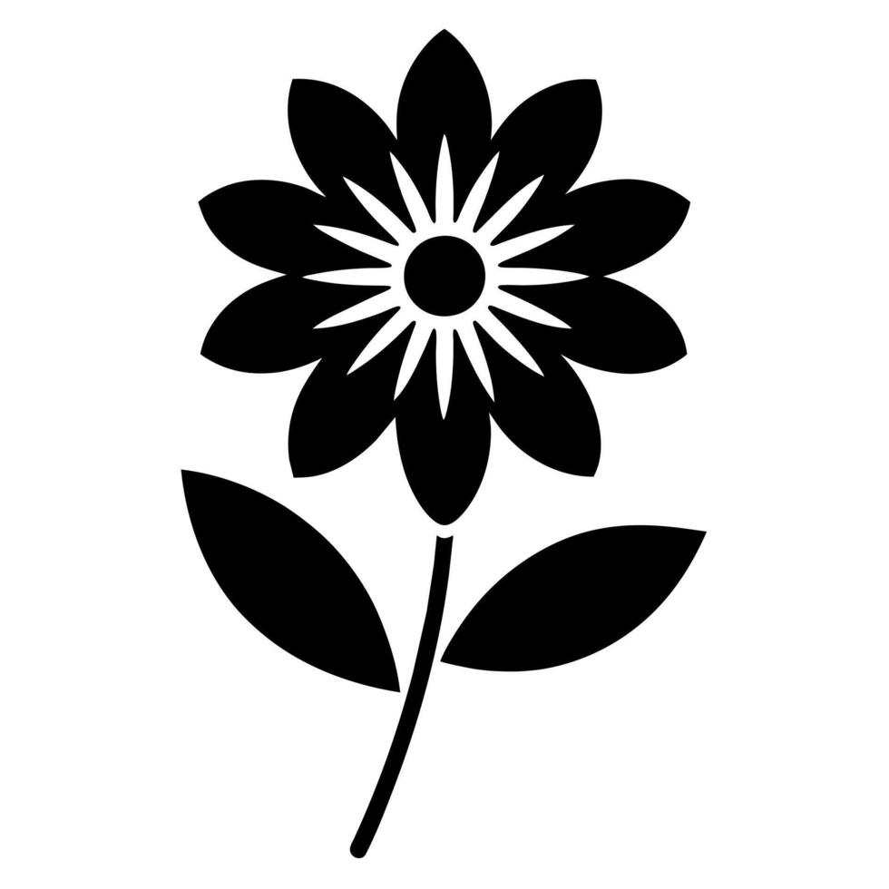 Floral ornament black color silhouette, white background vector