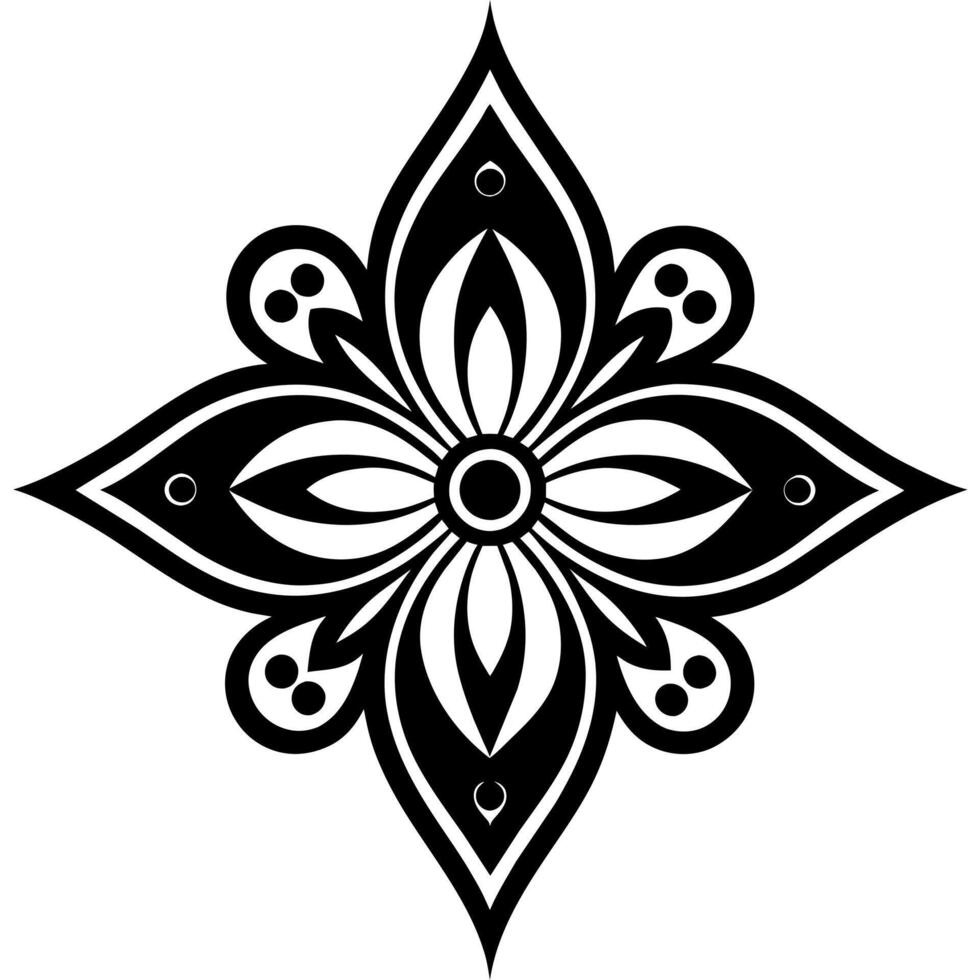 Floral ornament black color silhouette, white background vector
