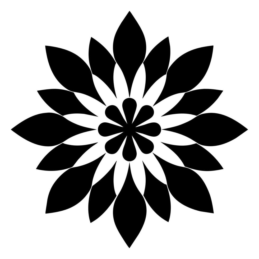 Floral ornament black color silhouette, white background vector