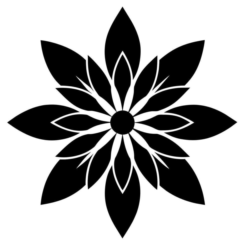 Floral ornament black color silhouette, white background vector