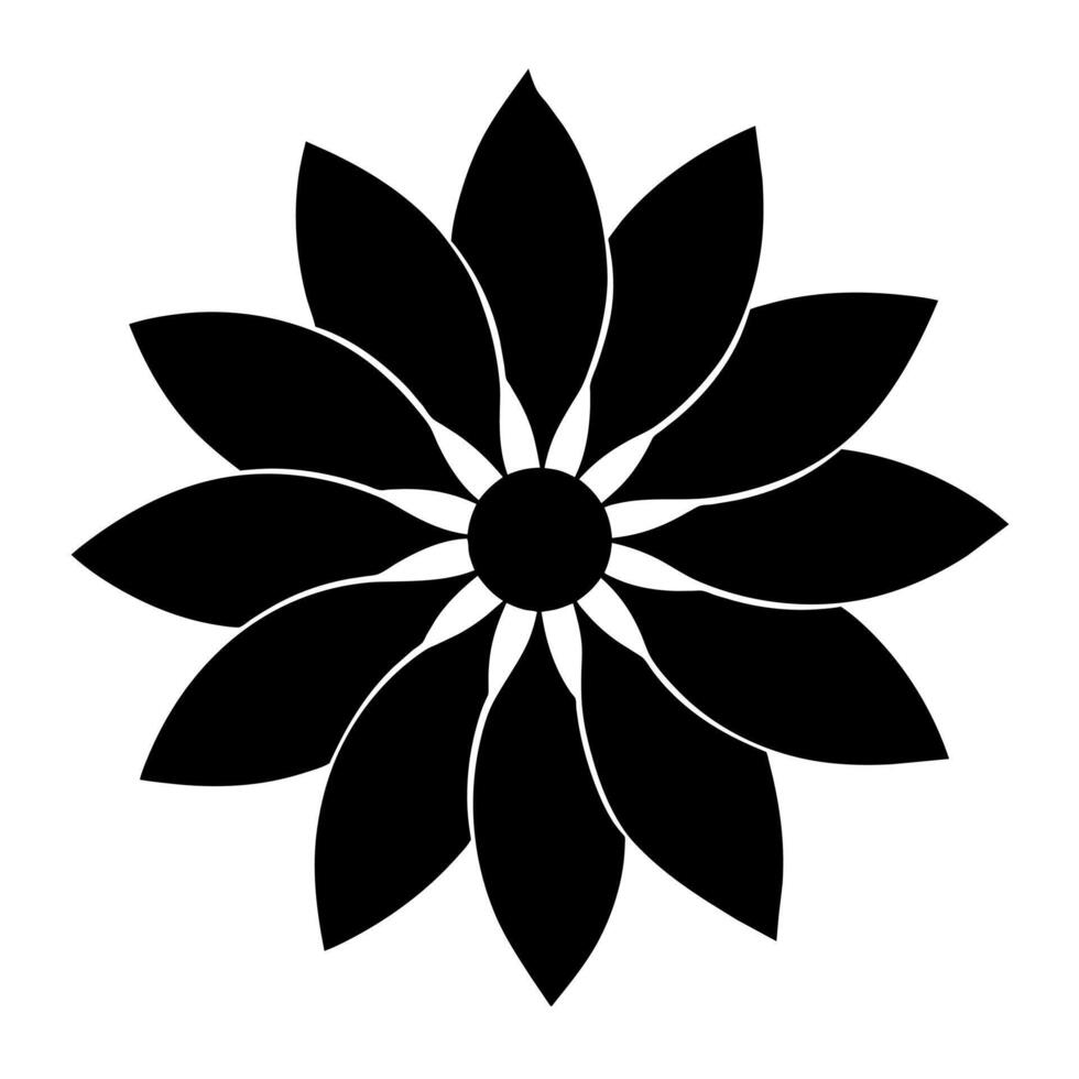 Floral ornament black color silhouette, white background vector