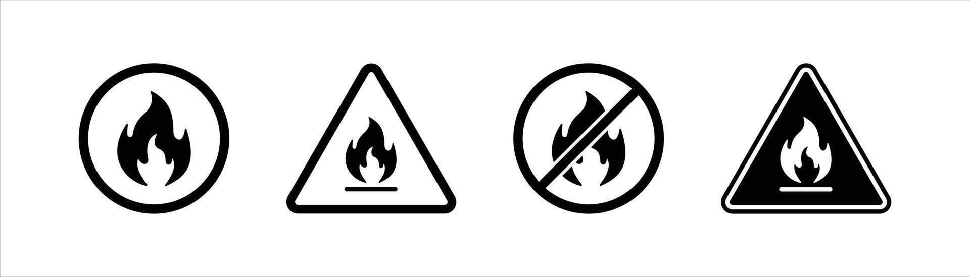 ban fire icon set. warning fire icon sign symbol collections vector