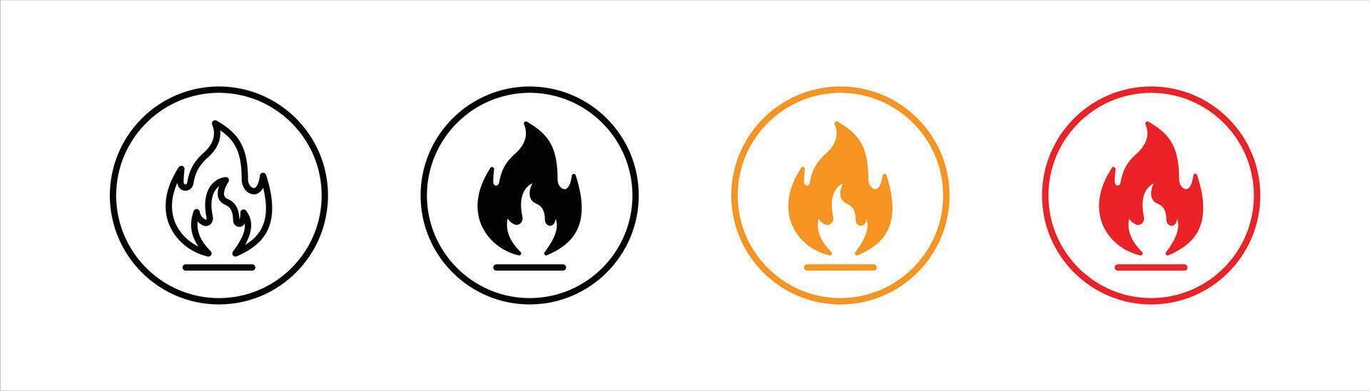 fire icon set. flame icon sign symbol collections vector