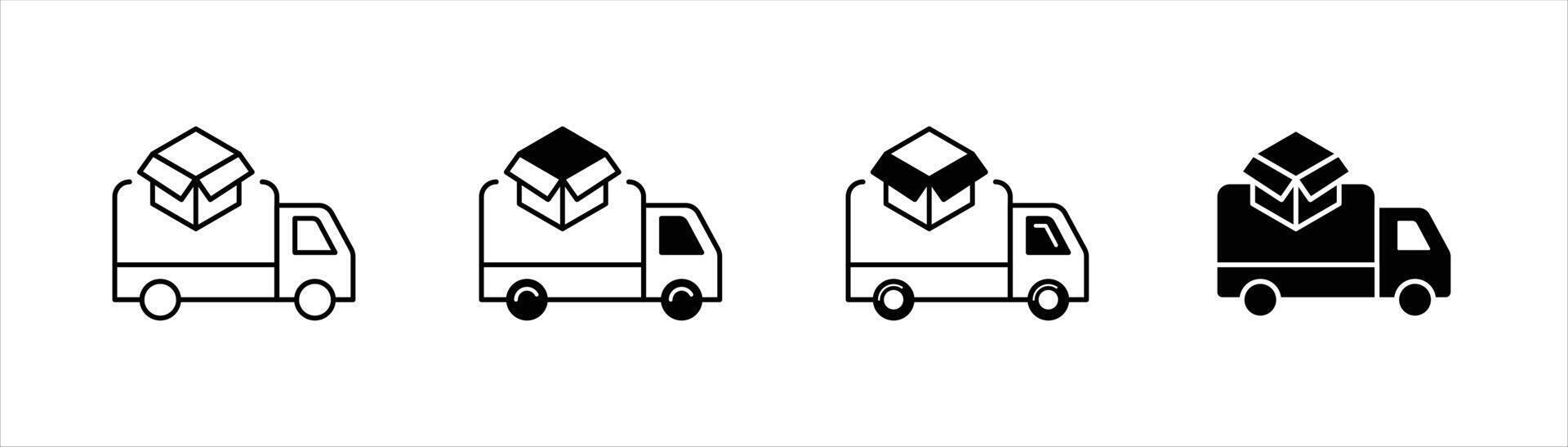 delivery truck icon set. courier icon. service truck and road transport icon symbol vector