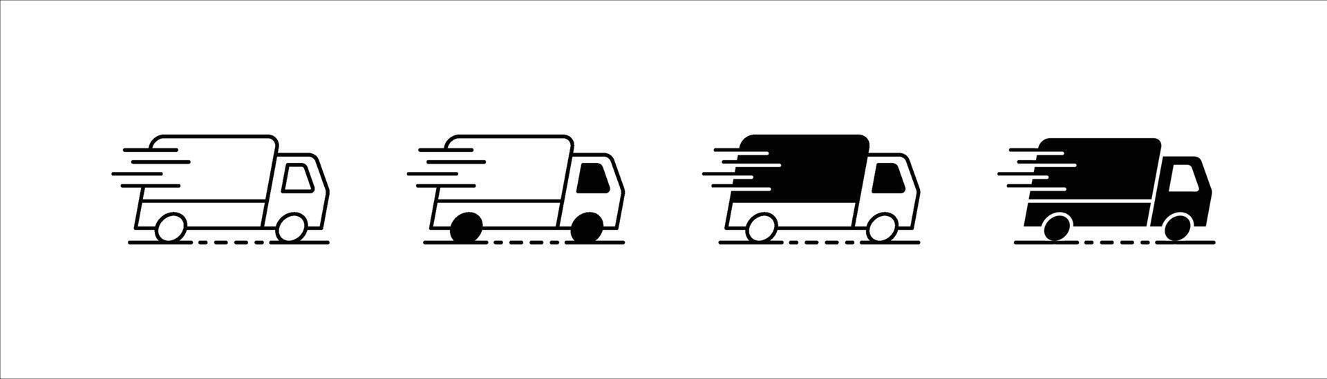 delivery truck icon set. fast shipping icon, fast delivery truck icon symbol sign vector