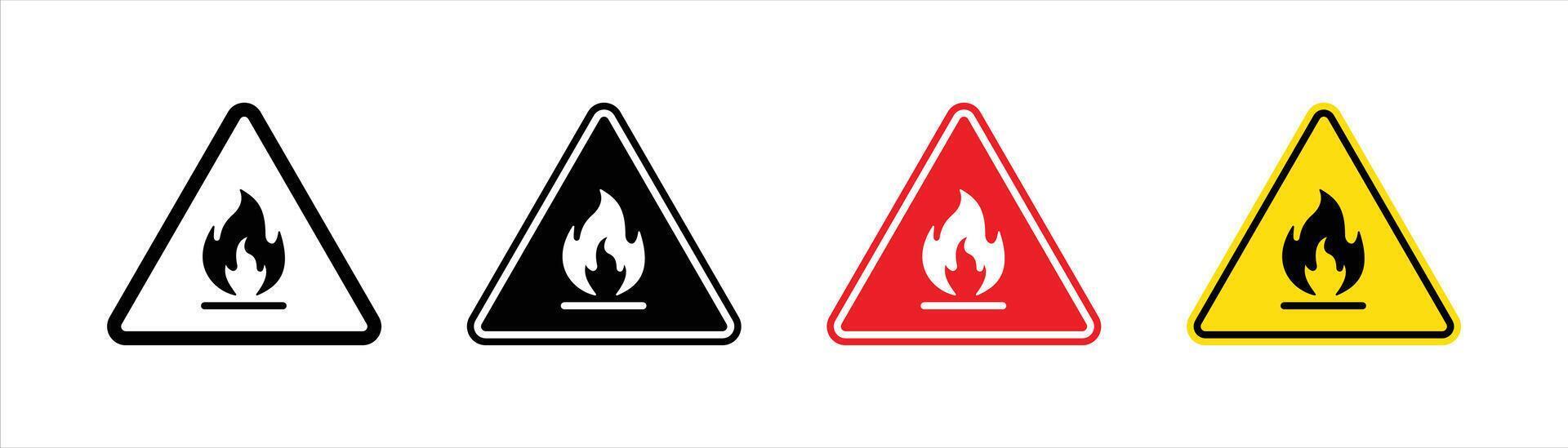 warning fire icon set. danger fire icon sign symbol collections vector