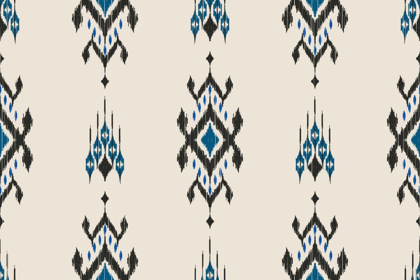 Abstract ikat pattern for seamless ethnic art in tribal and folk style. Print Aztec geometric ornament. Design for fabric, carpet, wallpaper, clothing vector